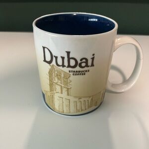 2014 Starbucks Dubai Ceramic Mug - Cream Exterior with Blue Interior